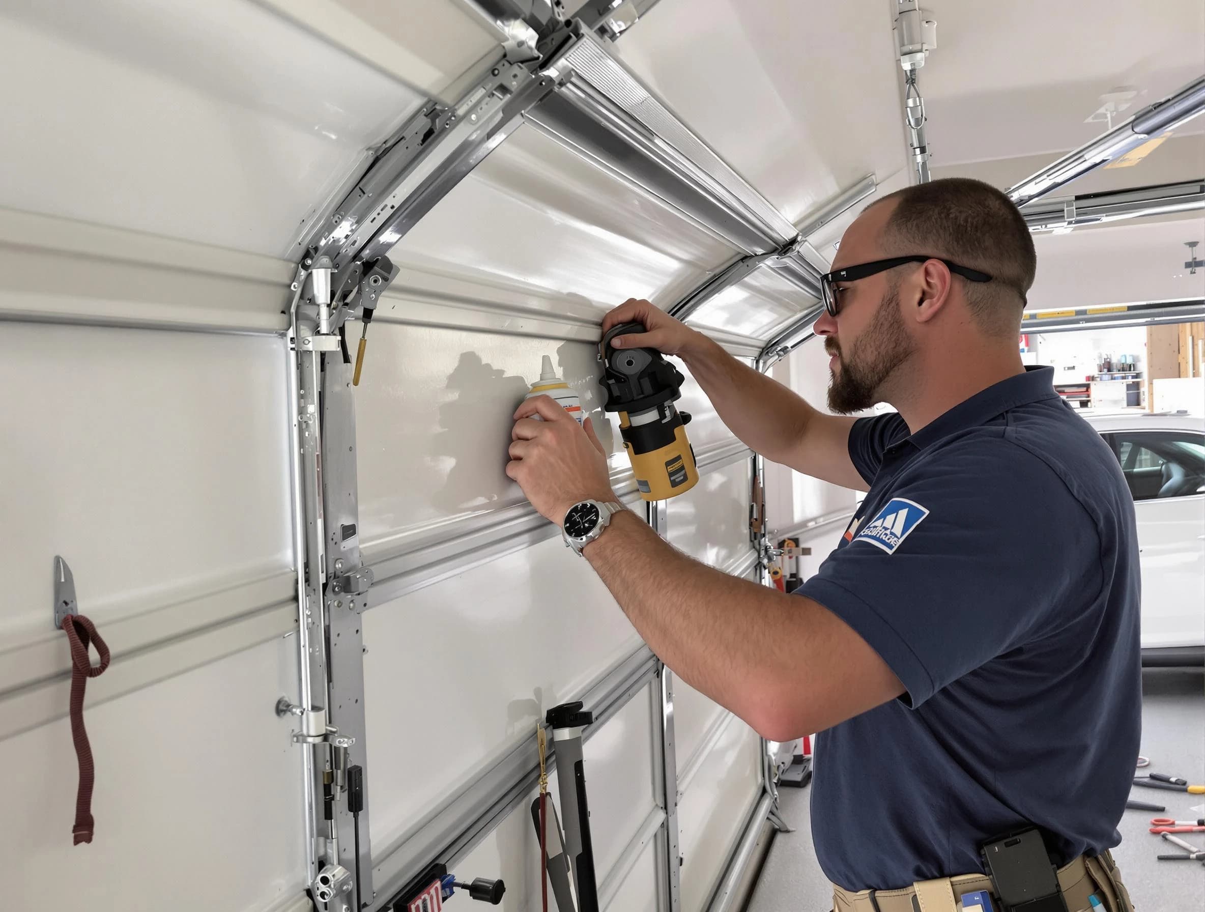 Birmingham Garage Door Repair technician performing comprehensive noise reduction service in Birmingham