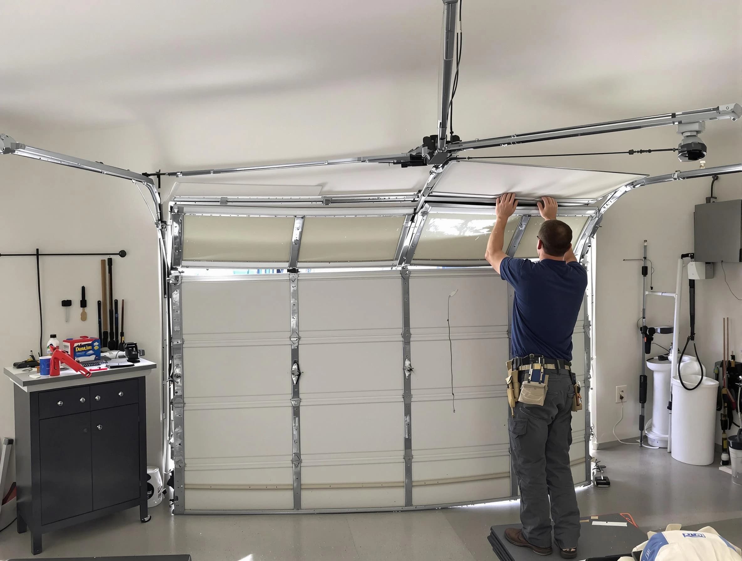 Birmingham Garage Door Repair specialist performing precise section replacement on Birmingham garage door