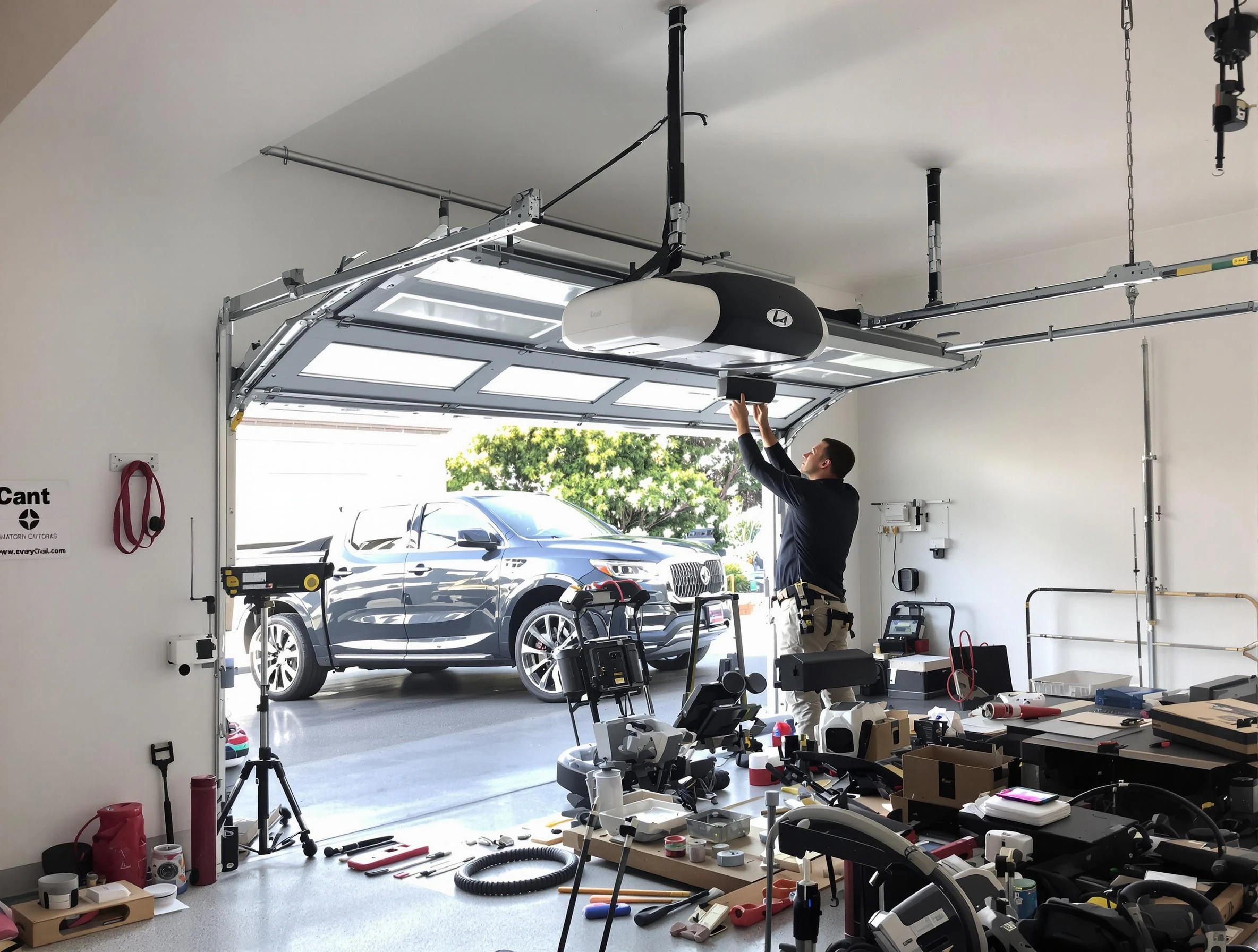 Birmingham Garage Door Repair specialist installing smart garage door opener system in Birmingham home