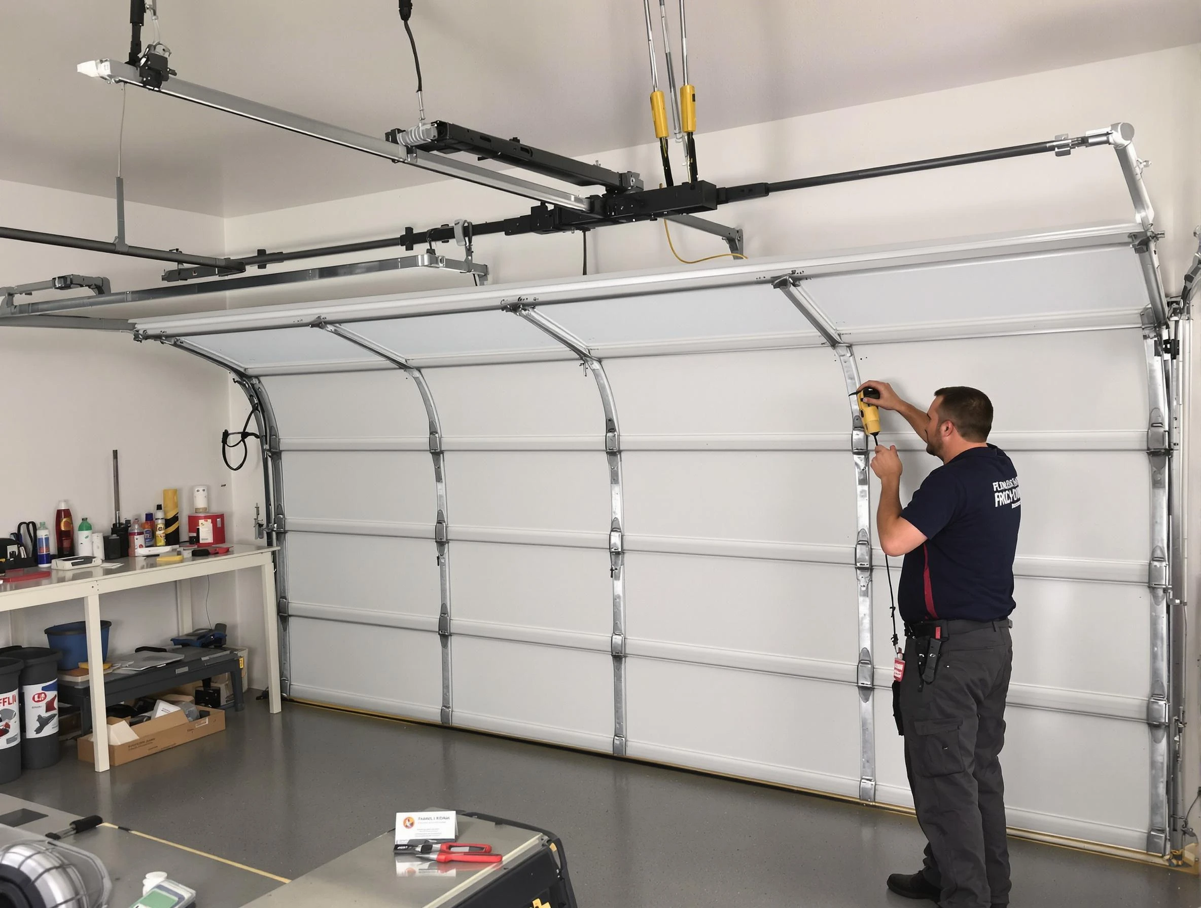 Birmingham Garage Door Repair certified technician performing overhead door system repair in Birmingham